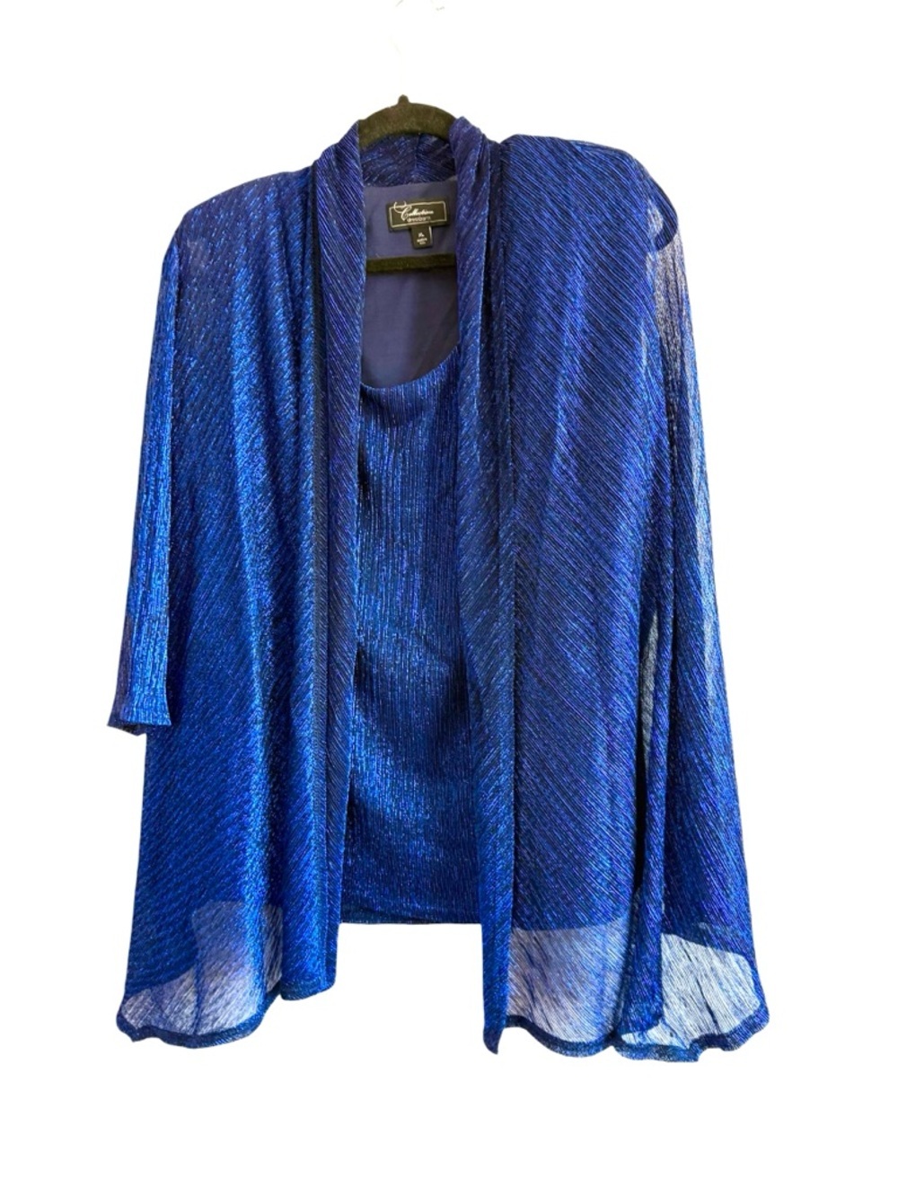 Collection Dressbarn Royal Blue Metallic top tank with attached jacket XL